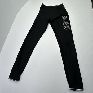 Nike Compression Pants Womens Small Black Athletic Leggings Calf Zip Dri Fit Run